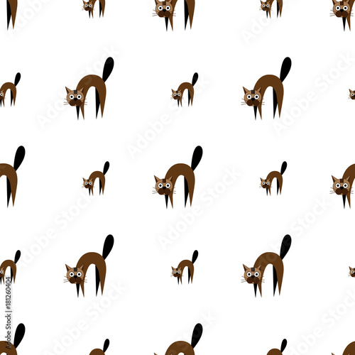 Stylish cats pattern on a white background. Vector illustration texture