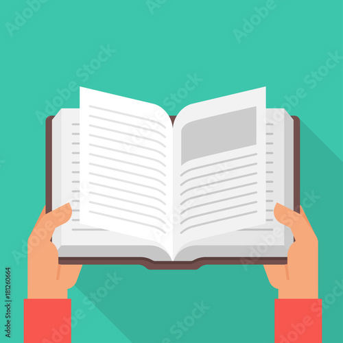 Hands holding open book
