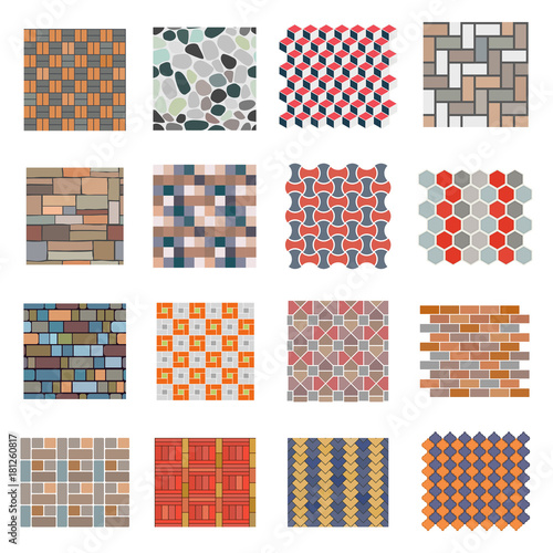 Seamless road stone tile set