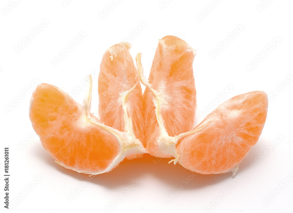 mandarine slices isolated on white