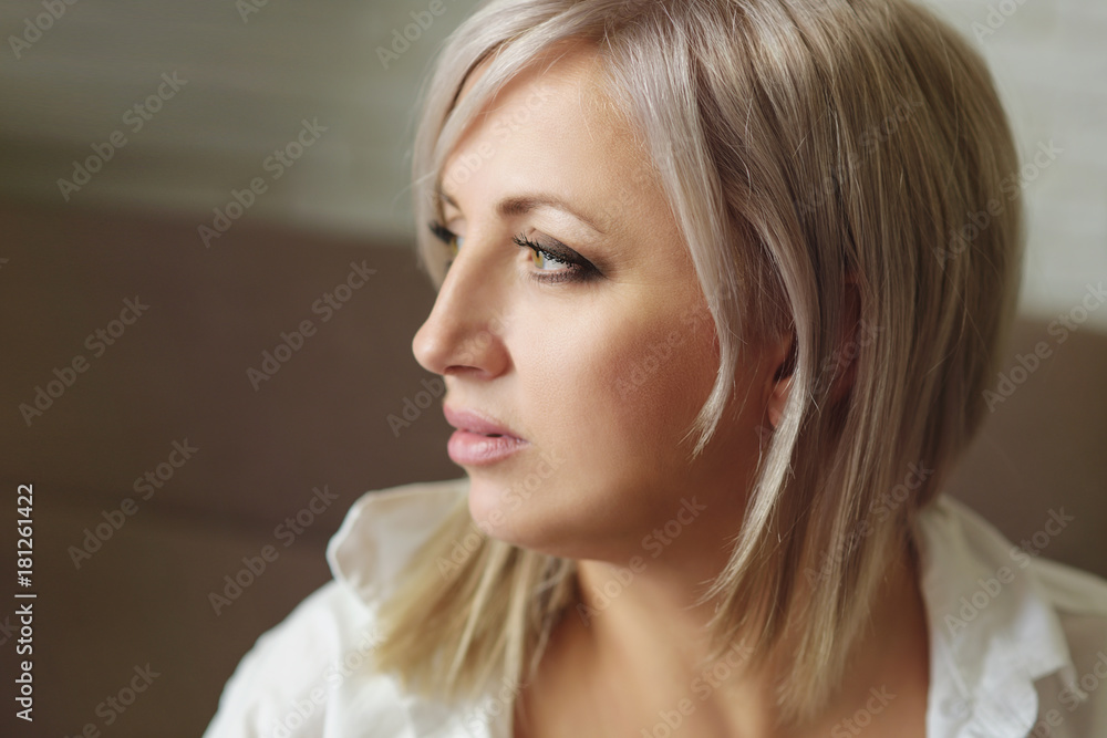 portrait of pensive woman portrait of pensive woman