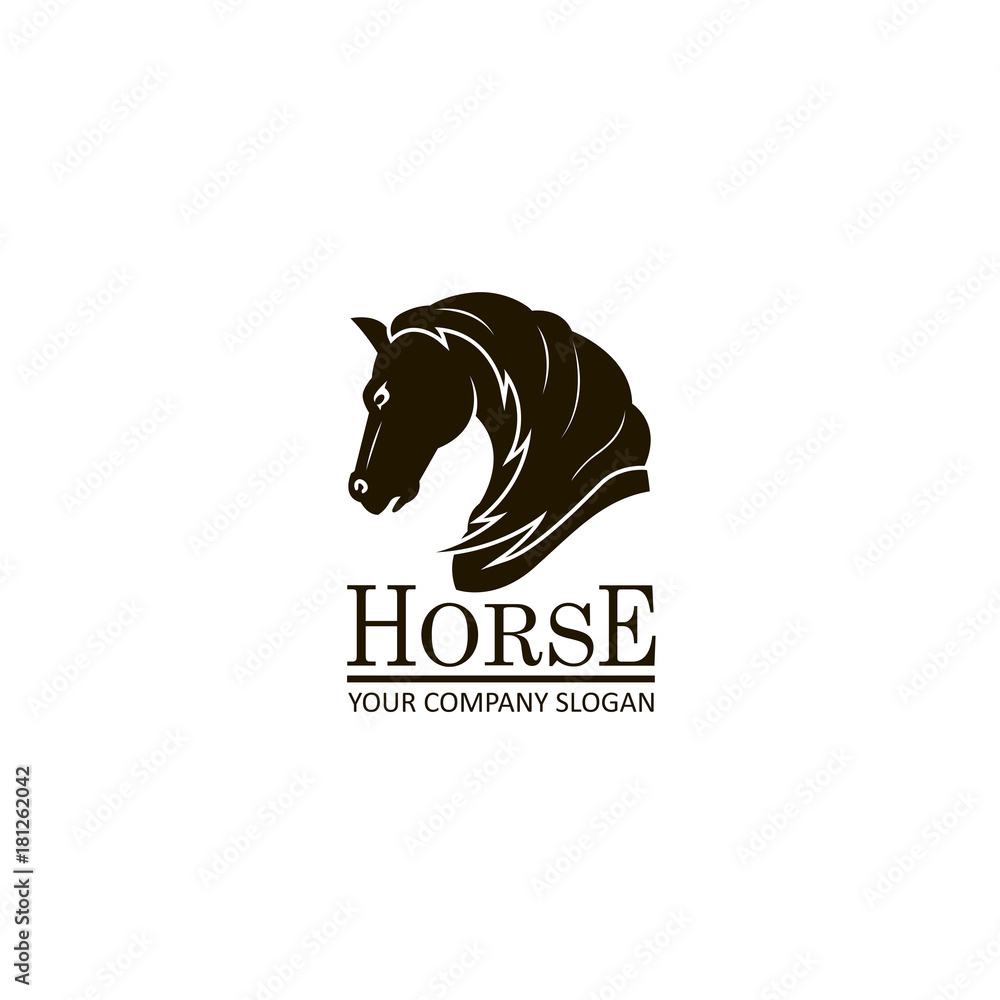 Fototapeta premium monochrome emblem of horse head on white background