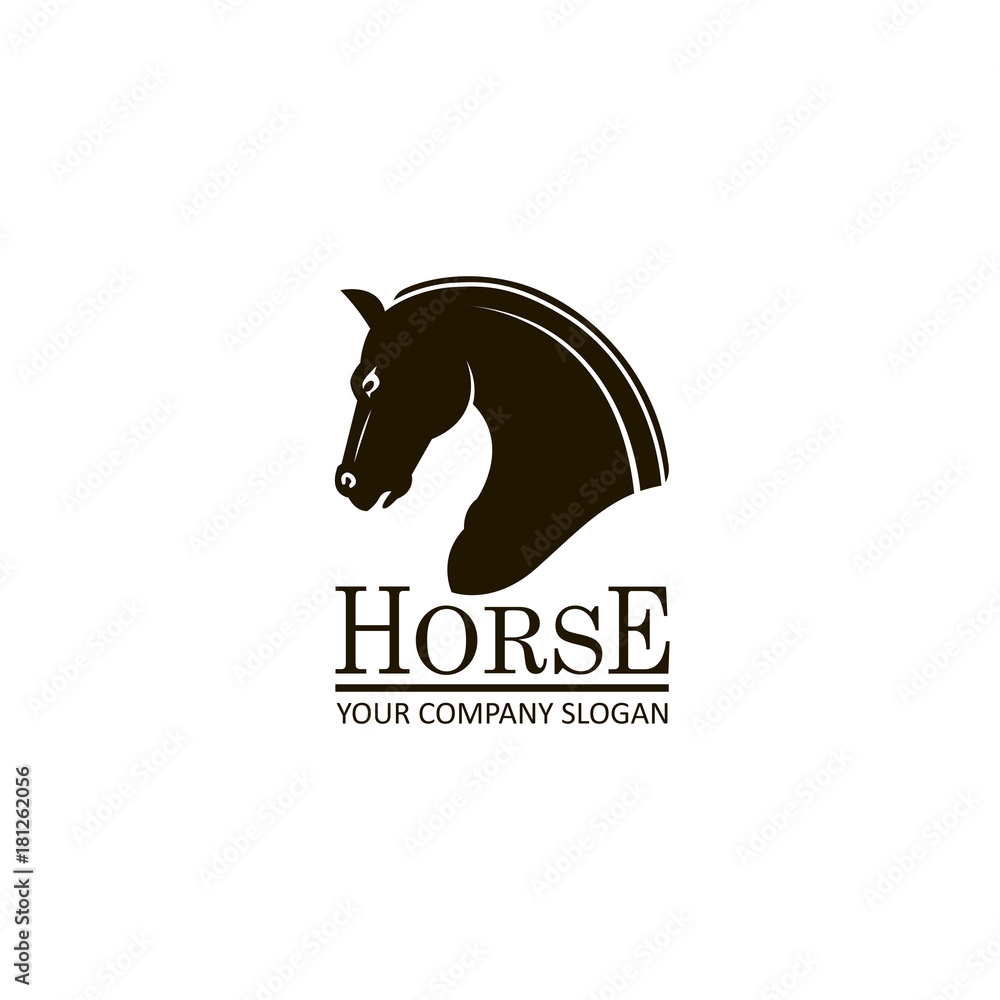 monochrome emblem of horse head on white background monochrome emblem of horse head on white background