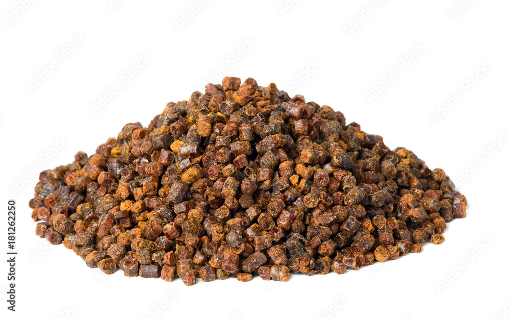 Propolis granules isolated on white background, bee product Propolis granules isolated on white background, bee product