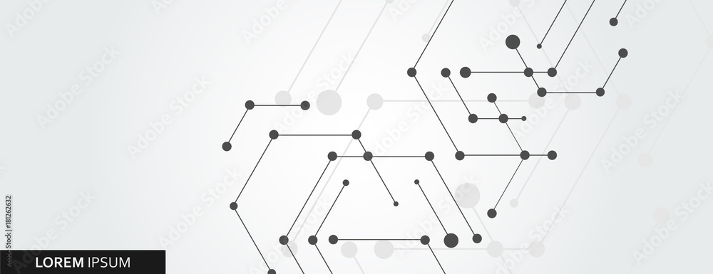 Geometric hexagon connect with connected line and dots. Simple technology graphic background. Vector banner design Geometric hexagon connect with connected line and dots. Simple technology graphic background. Vector banner design
