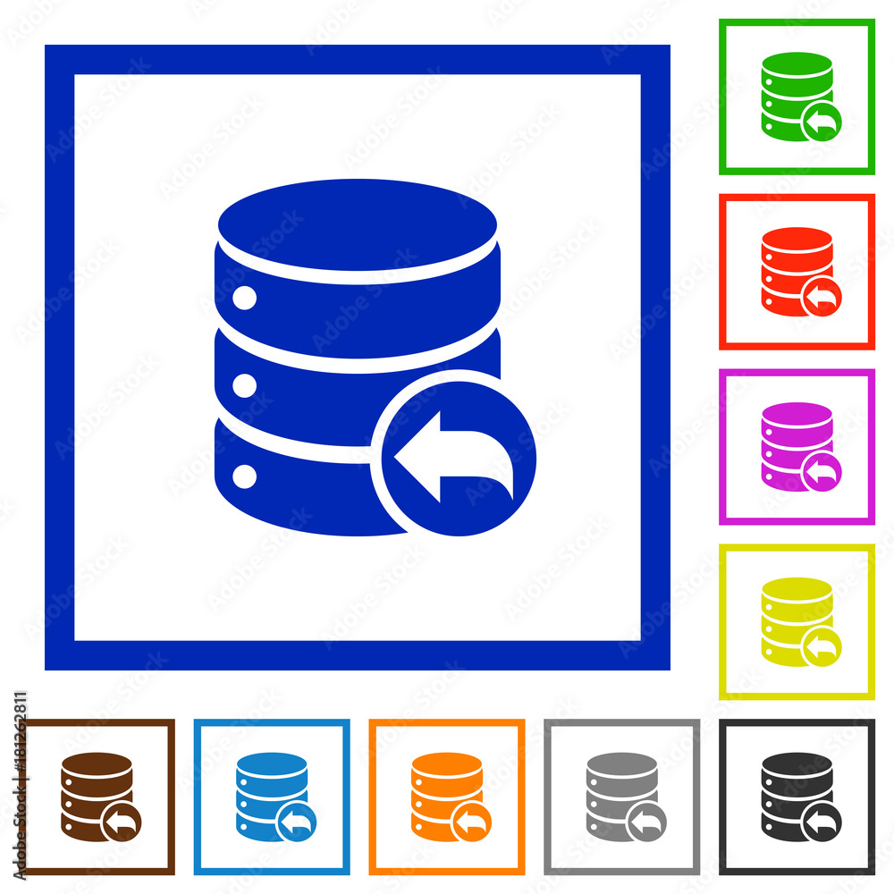 Database transaction rollback flat framed icons Database transaction rollback flat framed icons