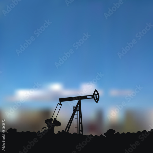 Silhouette: derrick fuel production.