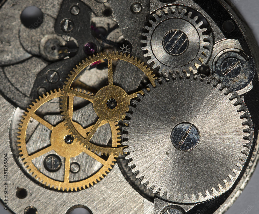 Fototapeta premium clockwork old mechanical USSR watch, high resolution and detail