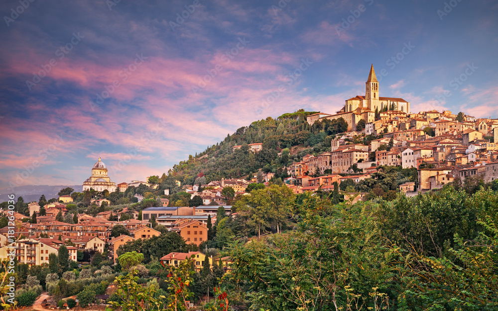 Todi, Perugia, Umbria, Italy: landscape at dawn of the medieval hill town