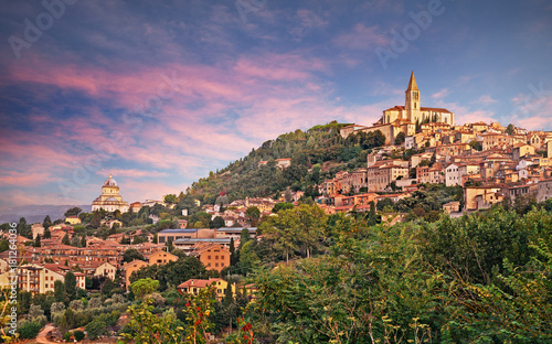 Todi, Perugia, Umbria, Italy: landscape at dawn of the medieval hill town photo