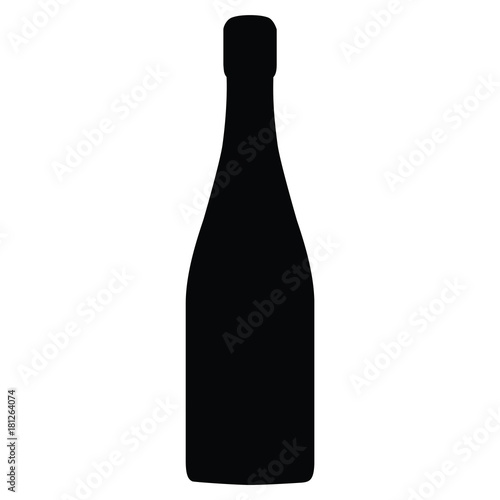 A black and white silhouette of a champagne bottle