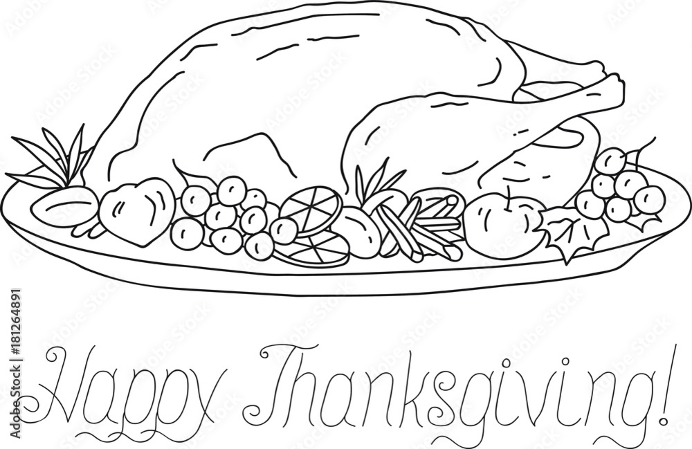 Thanksgiving Dinner Plate Coloring Pages