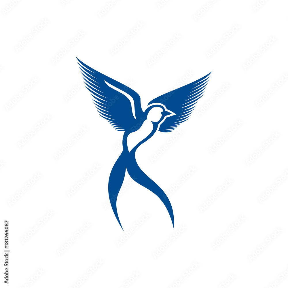 scissor bird template logo vector illustration - obrazy, fototapety, plakaty 