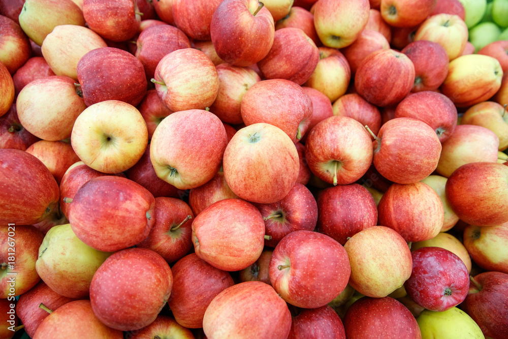 Red ripe apples on the counter market Red ripe apples on the counter market