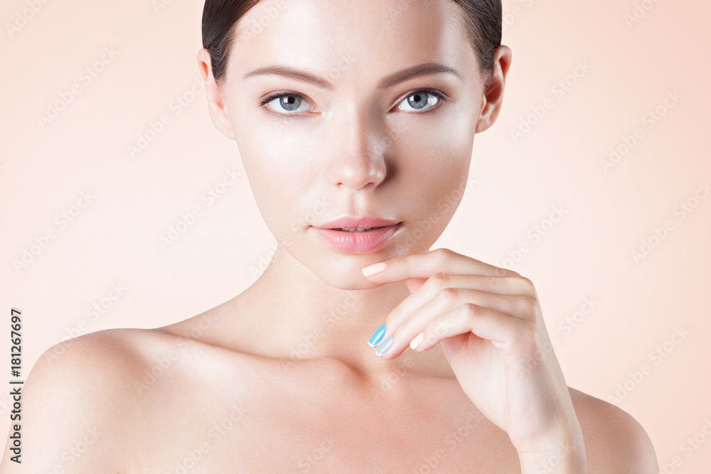 Young beautiful woman with clean perfect skin close-up Young beautiful woman with clean perfect skin close-up