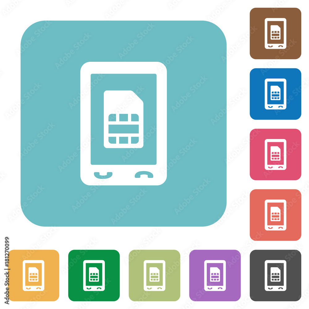 Mobile sim card rounded square flat icons Mobile sim card rounded square flat icons