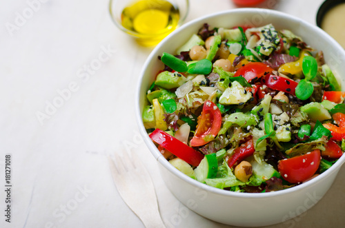 Healphy Vegetarian Salad, Take Away Food Concept, Salad in Food Container, Delicious Vegan Meal