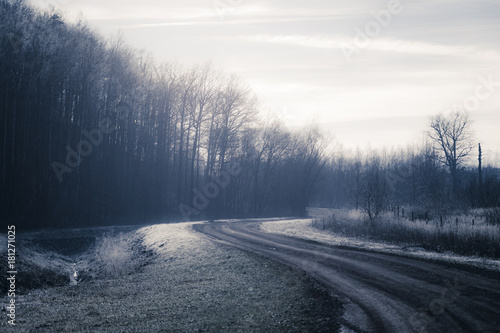 unpaved road in frozen landscape © OE993