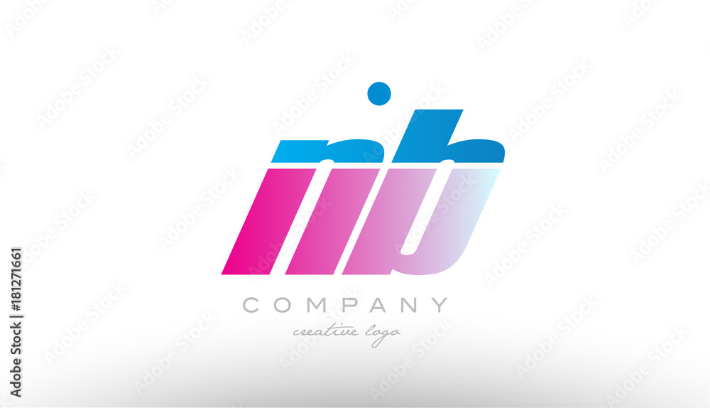 nb n b alphabet letter combination pink blue bold logo icon design nb n b alphabet letter combination pink blue bold logo icon design