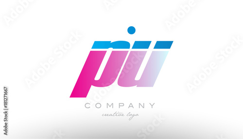 pu p u alphabet letter combination pink blue bold logo icon design
