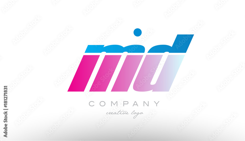 md m d alphabet letter combination pink blue bold logo icon design md m d alphabet letter combination pink blue bold logo icon design