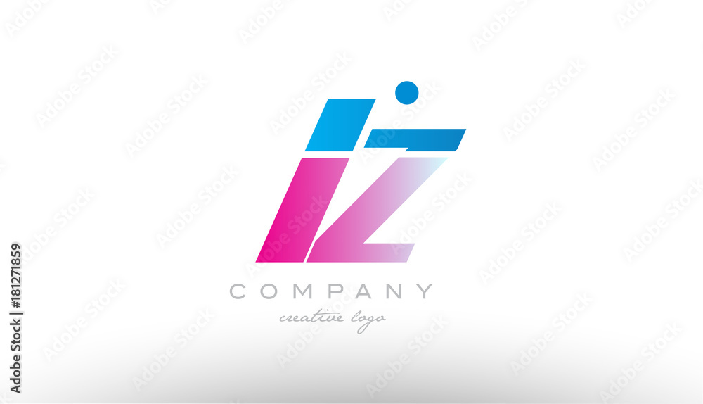 lz l z  alphabet letter combination pink blue bold logo icon design - obrazy, fototapety, plakaty 