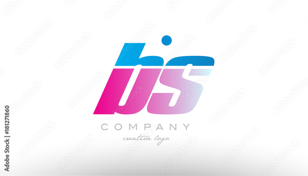 Fototapeta premium bs b s alphabet letter combination pink blue bold logo icon design