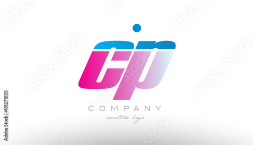 cp c p alphabet letter combination pink blue bold logo icon design