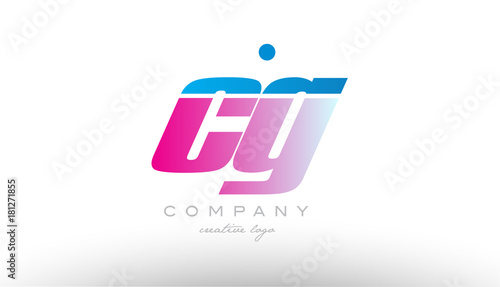 cg c g alphabet letter combination pink blue bold logo icon design