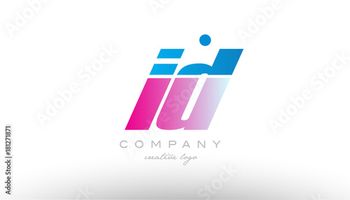 id i d alphabet letter combination pink blue bold logo icon design