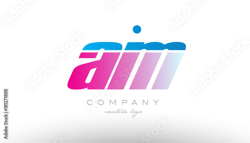 am a m alphabet letter combination pink blue bold logo icon design