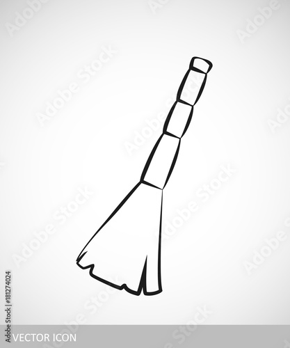 Broom sweeping icon. Vector broom icon on white background in linear design style.