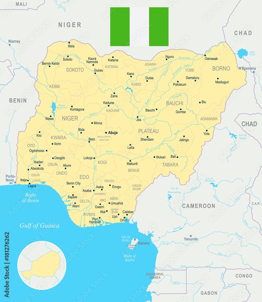 Obraz premium Nigeria Map - Detailed Vector Illustration