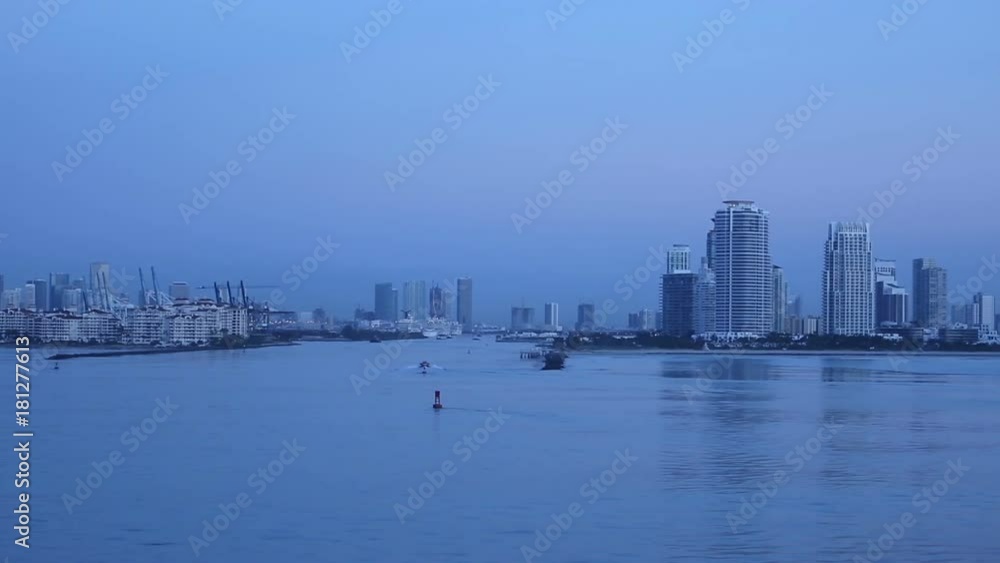 panorama view of Miami after Hurricane Irma, a shot from the water, MIAMI, FL, USA - SEPTEMBER 11, 2017 panorama view of Miami after Hurricane Irma, a shot from the water, MIAMI, FL, USA - SEPTEMBER 11, 2017