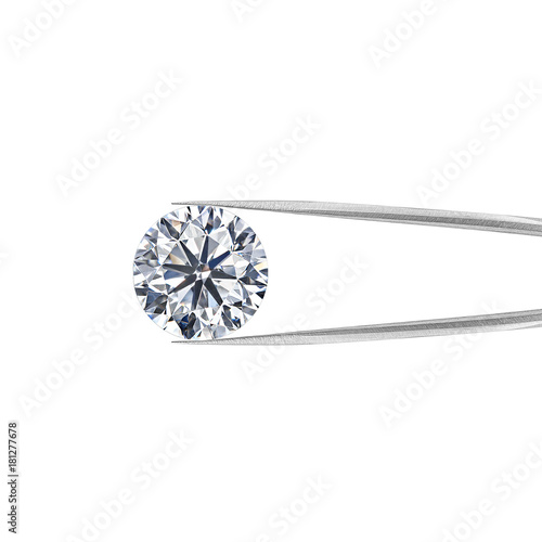 Bild auf Leinwand diamond in tweezers on a white background