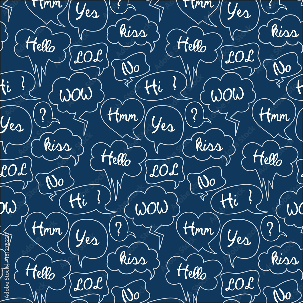 Seamless pattern with cartoon speech bubbles.