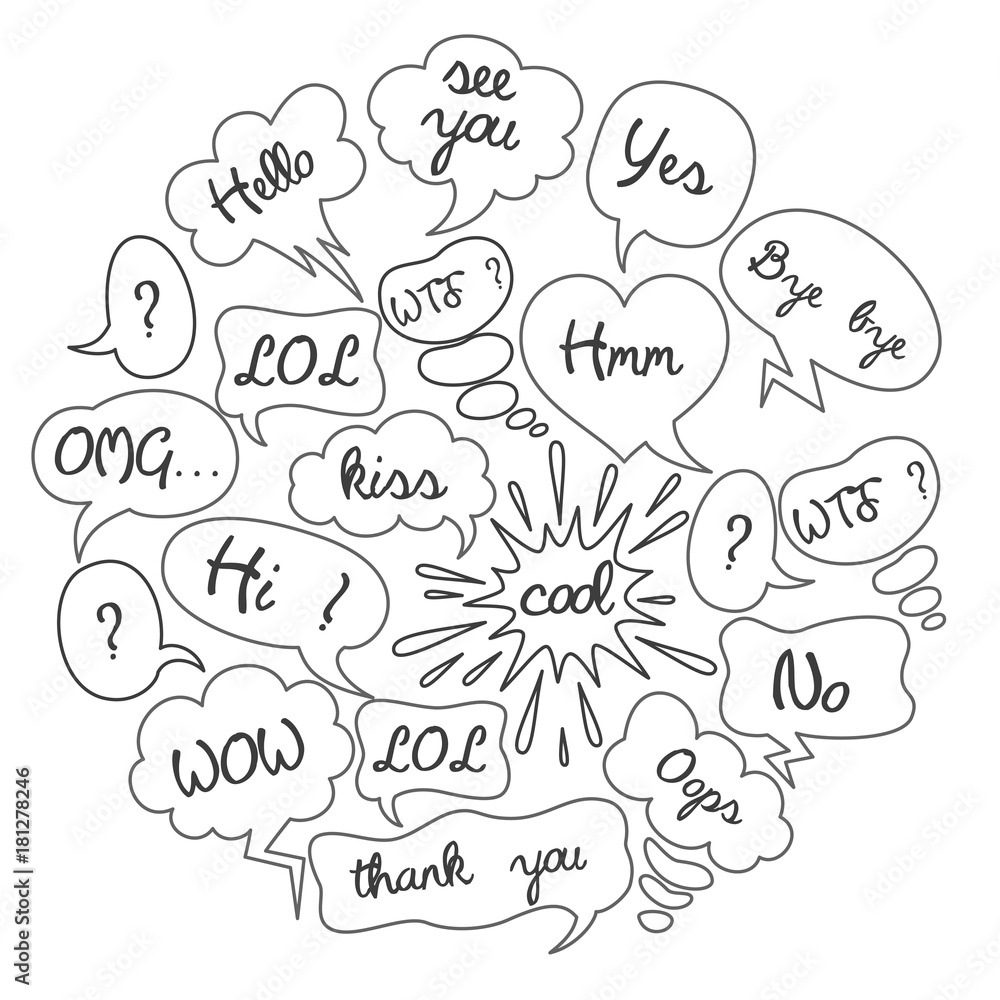 Set of cartoon speech bubbles on the white background. Set of cartoon speech bubbles on the white background.