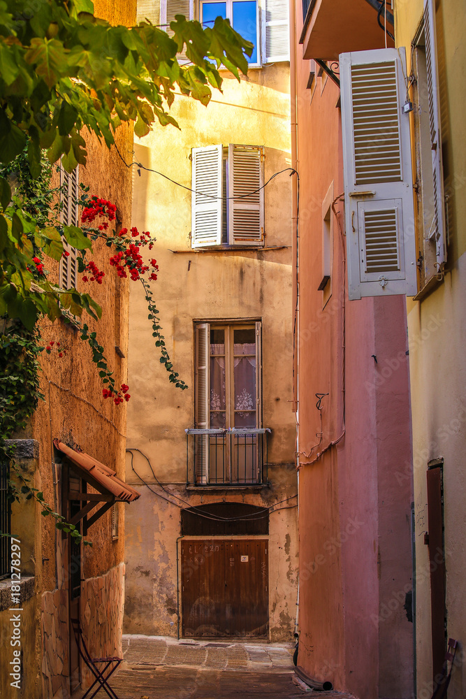 Provence typical city Aix en Provence with old house facade