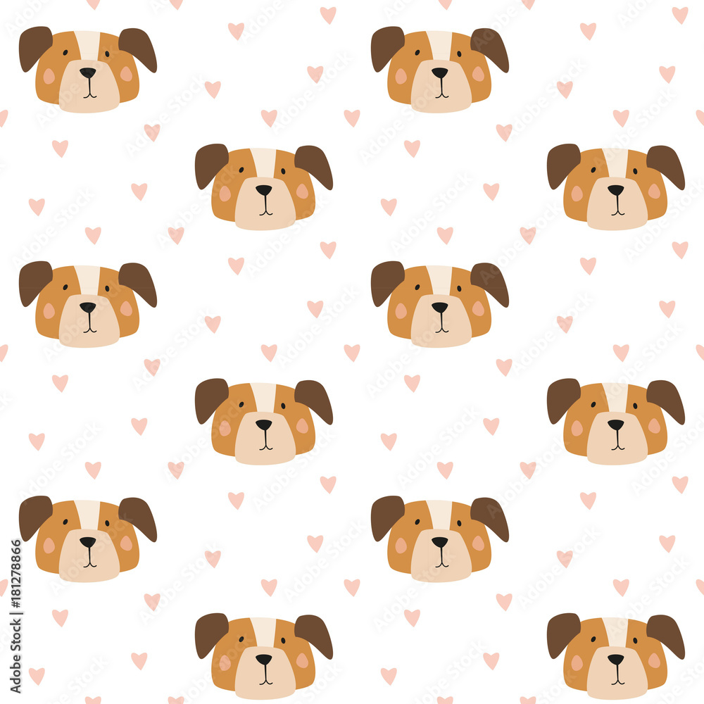 Seamless pattern with cartoon dogs on the white background. Seamless pattern with cartoon dogs on the white background.