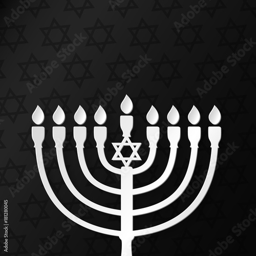 Hanukkah - card with menorah and copyspace. Vector.