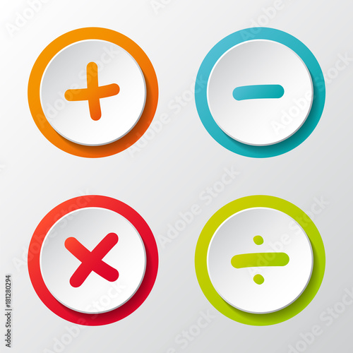 Mathematics symbols - set of 3d icons. Vector.