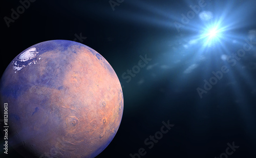 Fototapeta Naklejka Na Ścianę i Meble -  the beautiful planet Mars and the Sun
