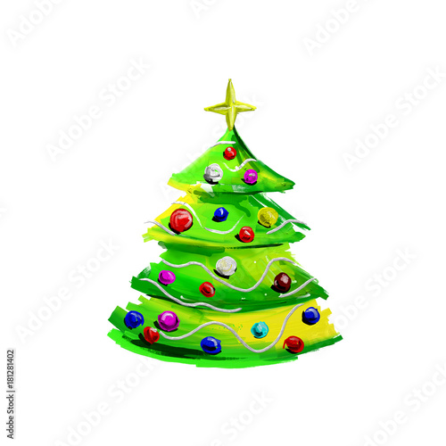 Digital painting of a Christmas tree