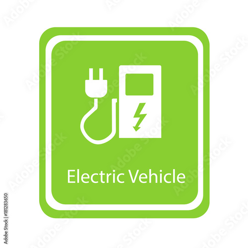 Green Eco Electric Fuel Pump Vector Icon