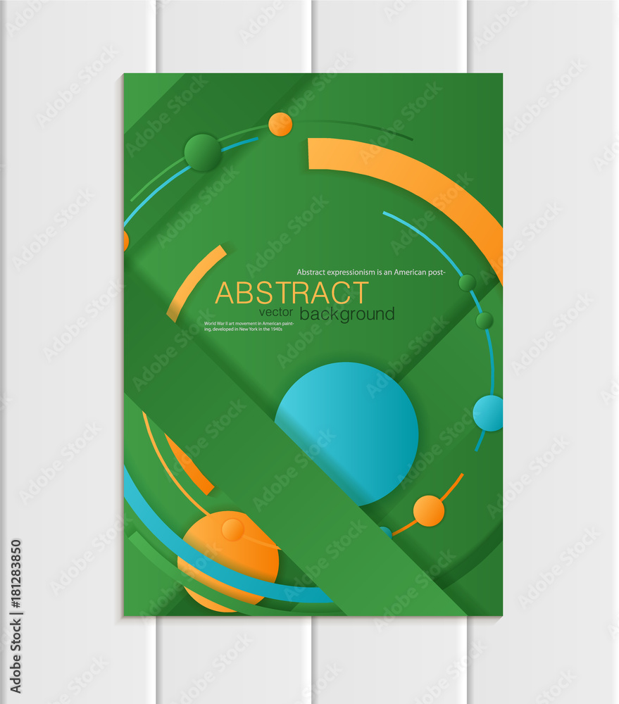 Obraz Vector green brochure A5 or A4 format material design element corporate style