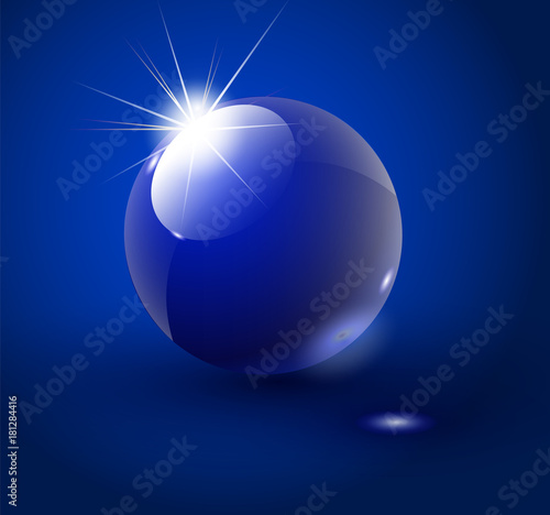 Glass sphere, blue 3D vector ball. Vector illustration. 10 EPS photo