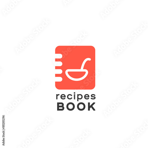 Logotype notepad for entries, recipe book for mobile apps 