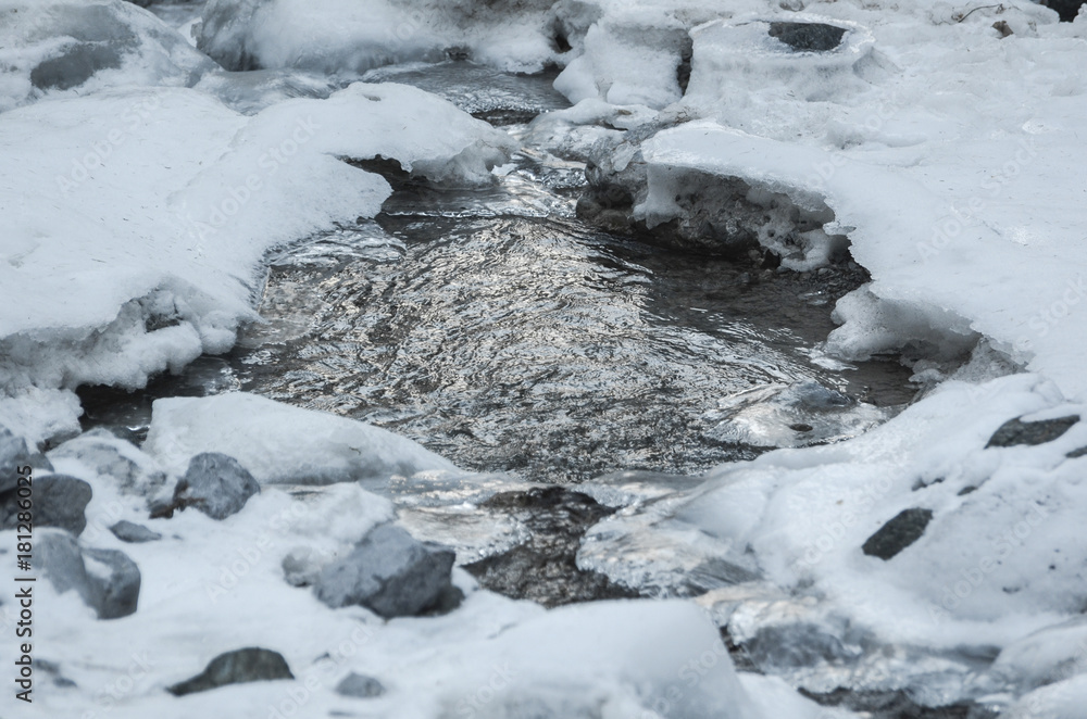 Frozen stream or creek. Water and Ice. Winter Nature 14