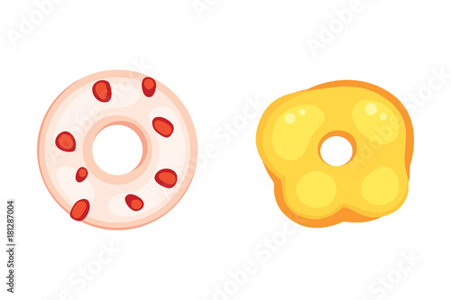 Catoon donut with glaze vector illustration isolated.