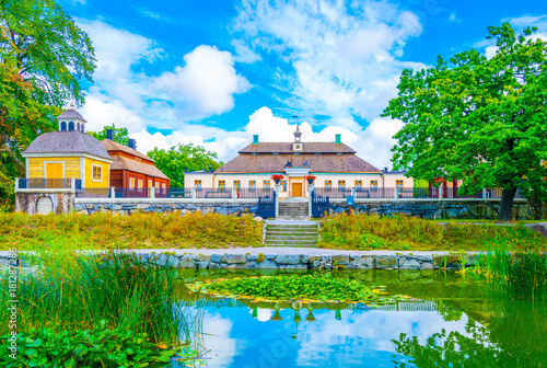 View of a mansion in the skansen museum in Stockholm. photo